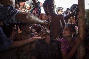 Unicef supplies vaccines for a massive cholera vaccination campaign targeting all Rohingya refugees arrived in Bangladesh, on the 10th of October 2017. In Shafullarkata refugee camp vaccinators working in small groups deliver the oral vaccine in outreach points within the camp.